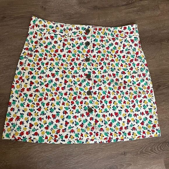 J. Crew Mercantile Floral Denim Stretch Button Front Skirt Size 4 EUC - Picture 1 of 10